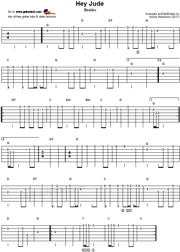 hey jude guitar tab fingerstyle