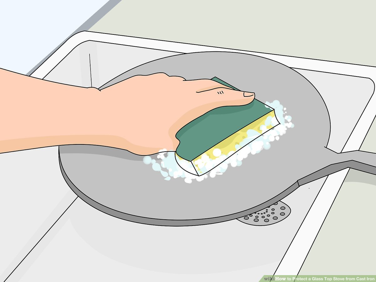 how to protect glass top stove from cast iron