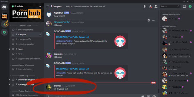 porn hub discord