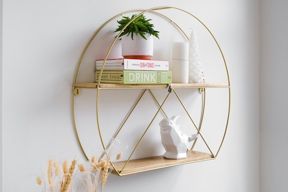 gold floating shelves