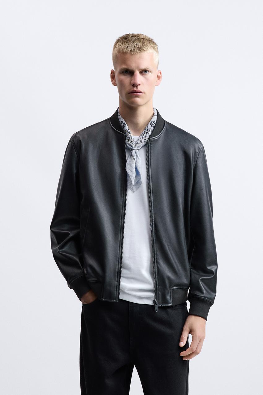 zara faux leather bomber jacket