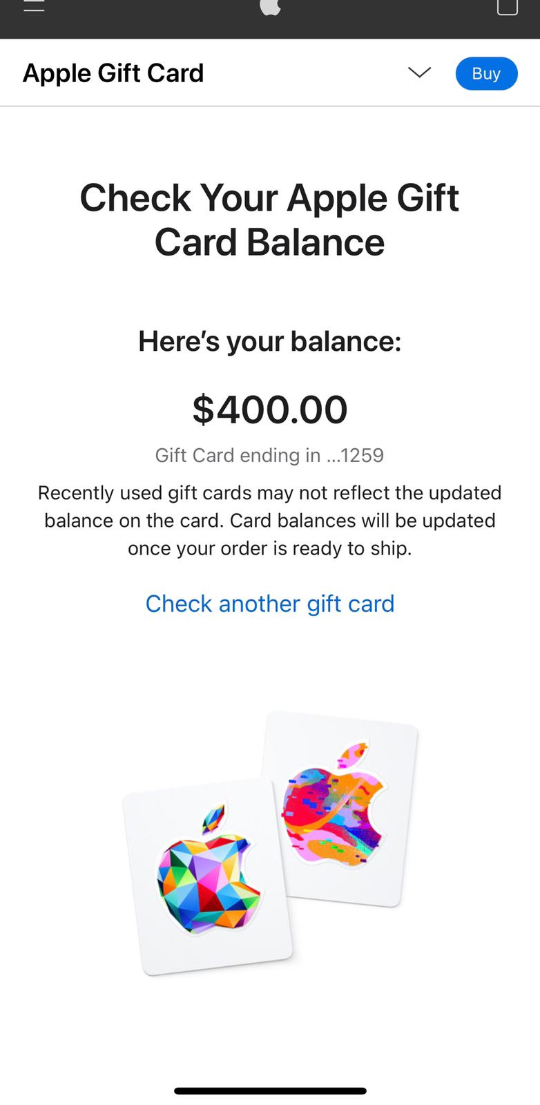 check apple gift card balance