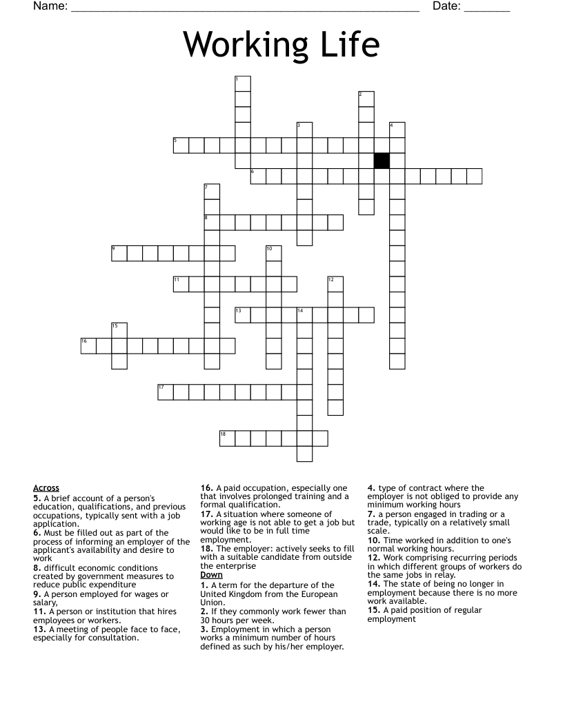 paid employee or task crossword