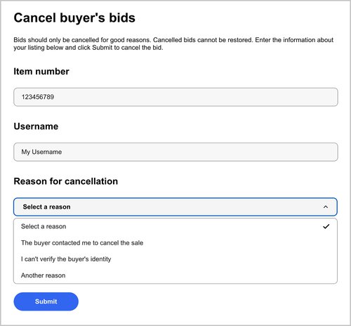 ebay removing a bid