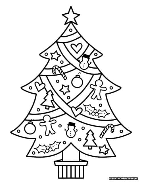 christmas tree colouring images