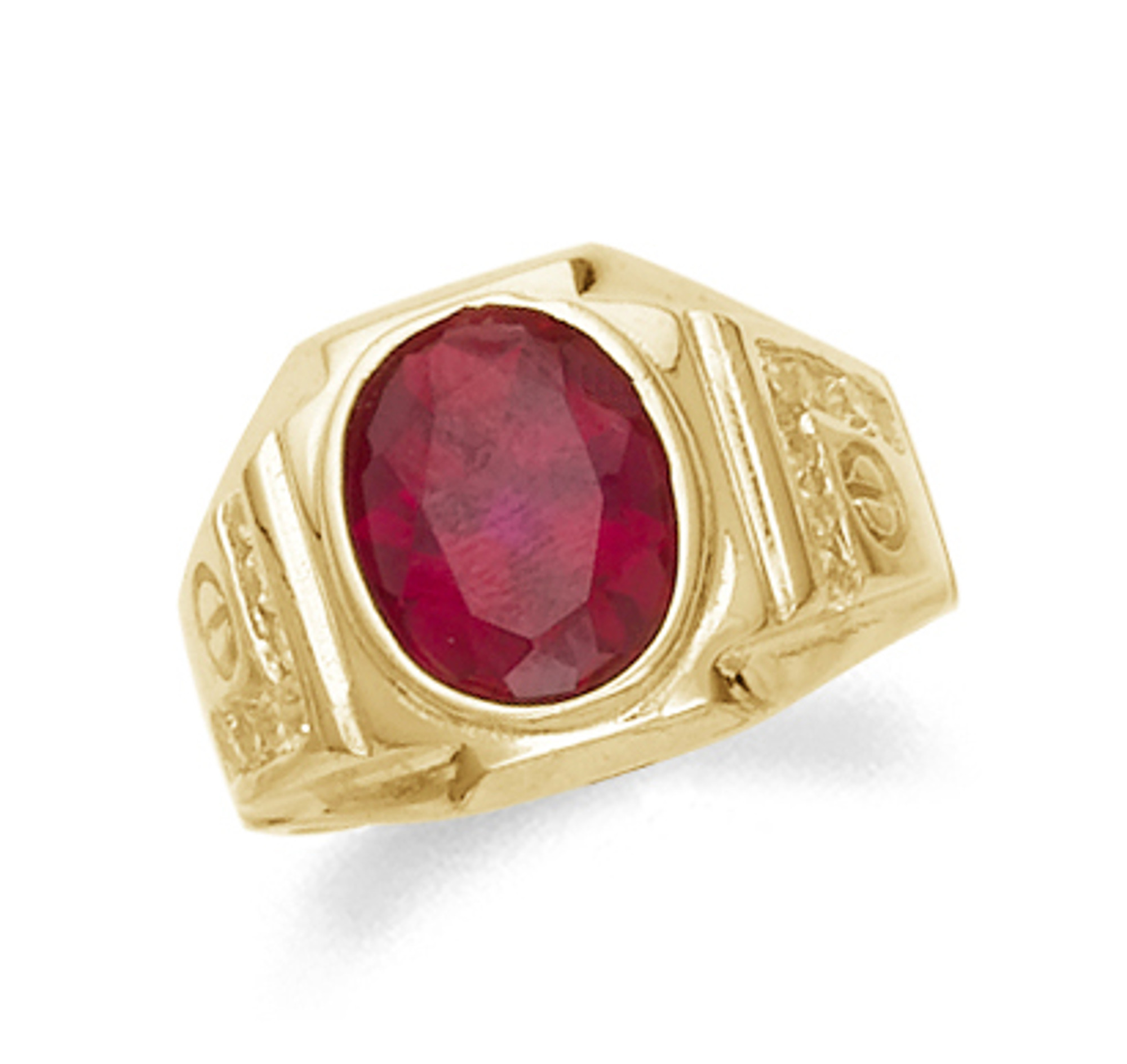 mens gold ring with ruby stone