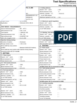 bosch fuel injection pump calibration chart pdf