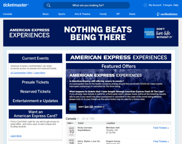 what is american express early access ticketmaster