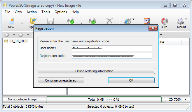 poweriso registration code