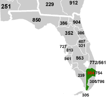 954 phone code