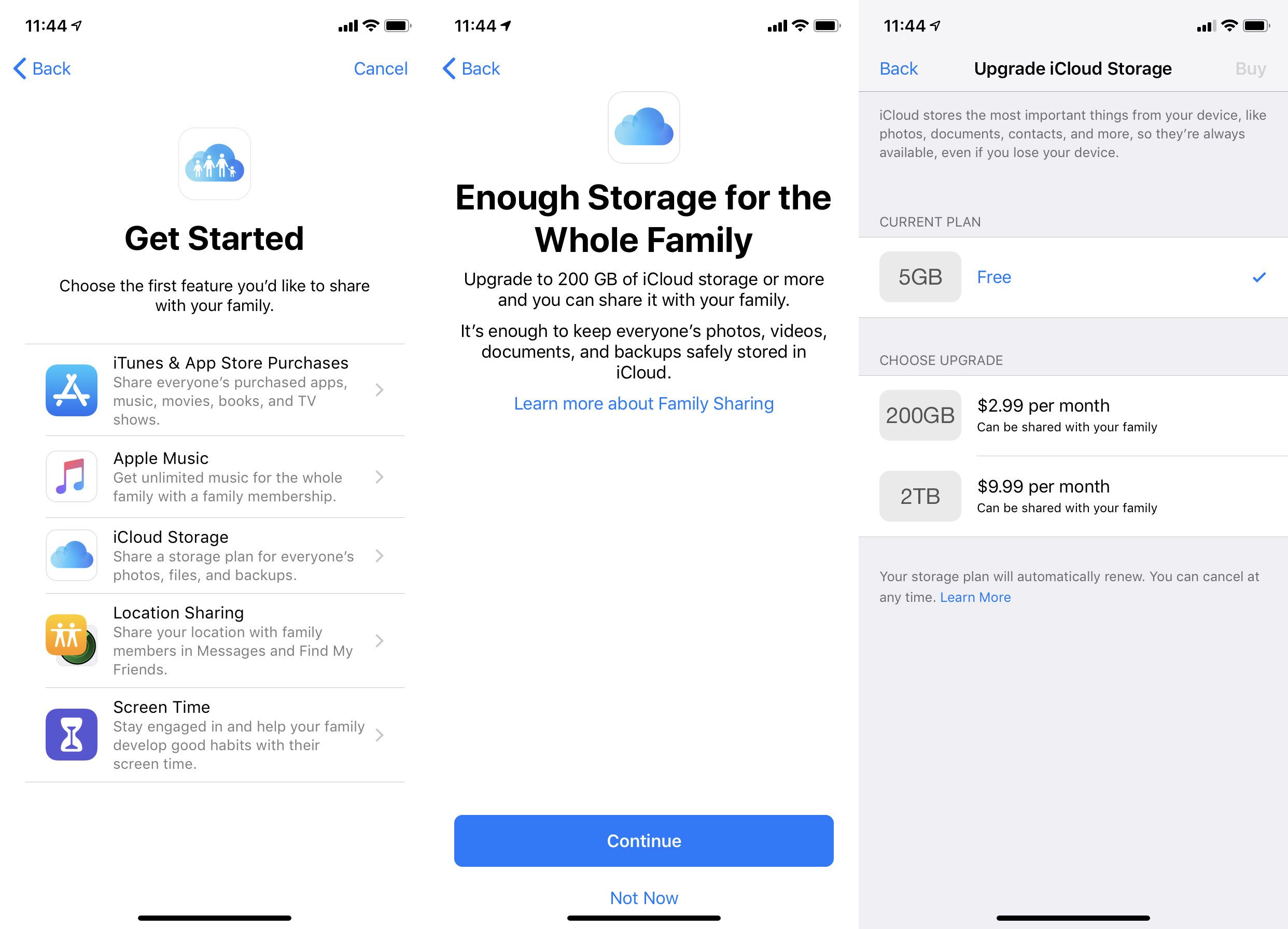 share icloud storage with family