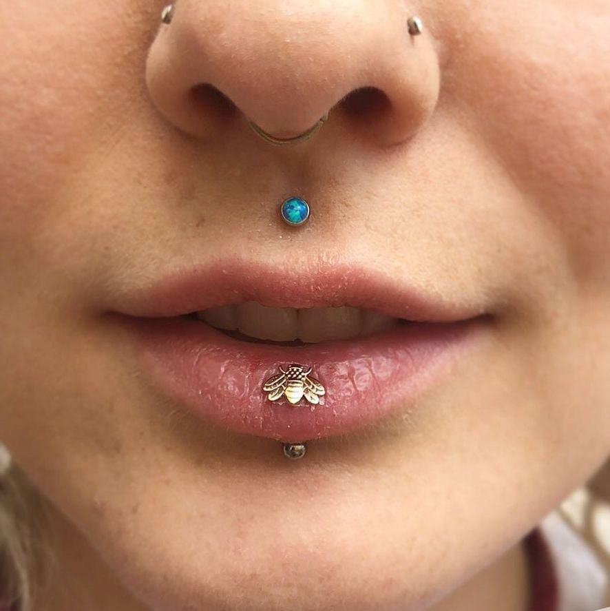 vertical labret piercing jewelry