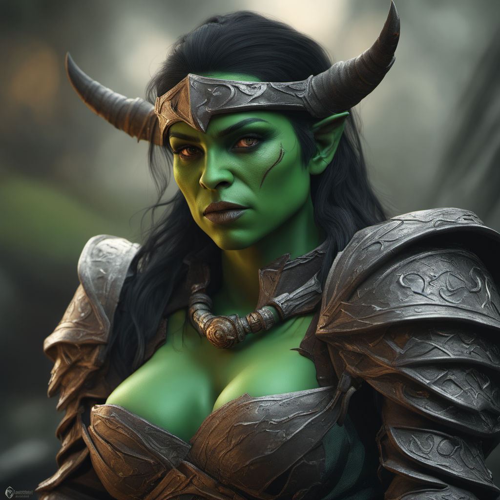 beautiful half orc female art