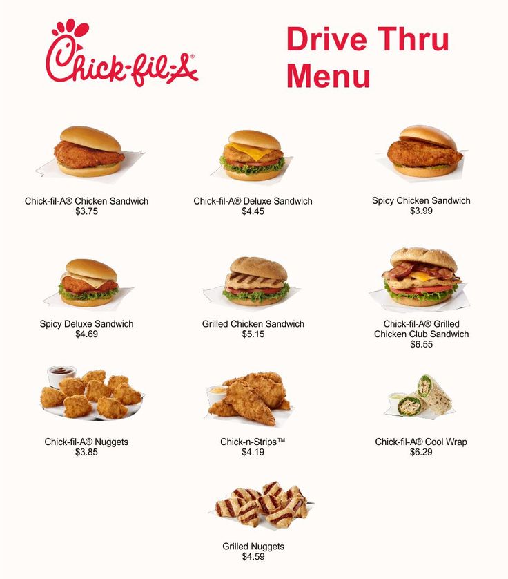 menu de chick fil a