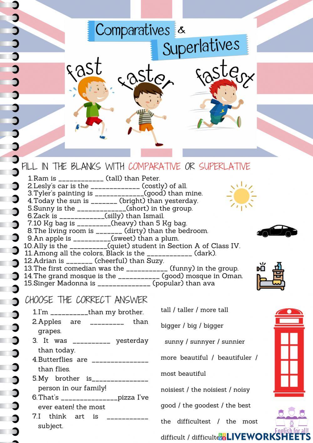 liveworksheets superlatives and comparatives