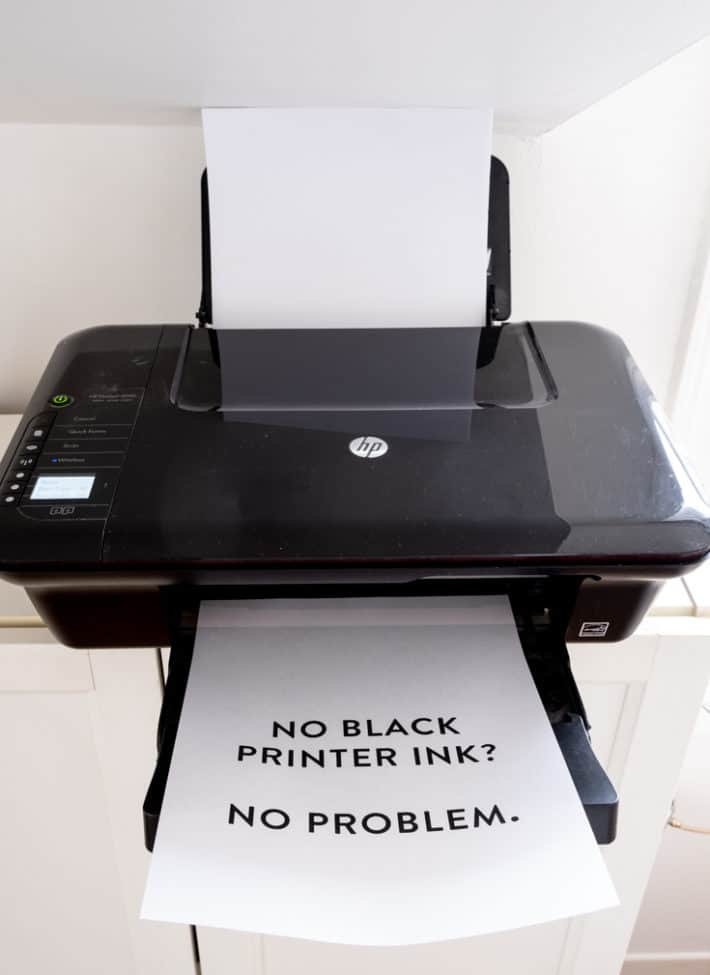 hp printer no black ink printing