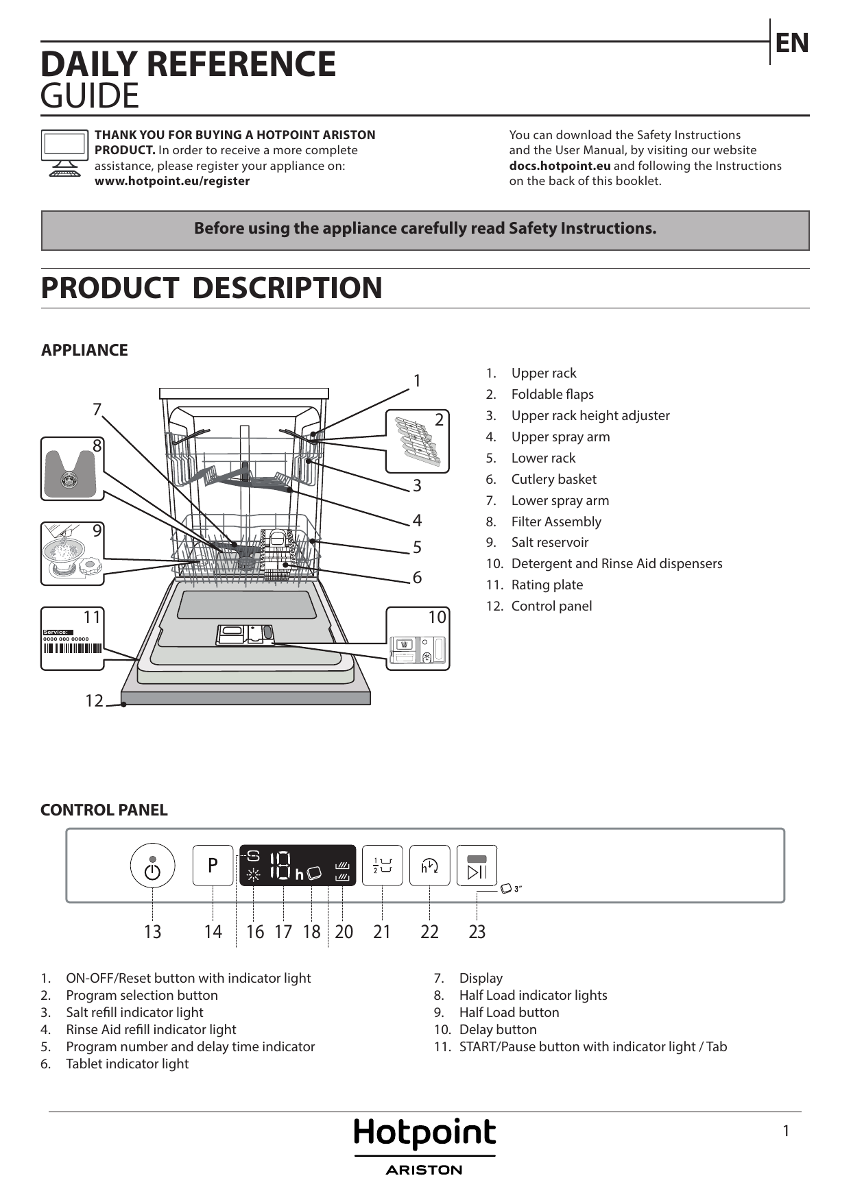 hotpoint dishwasher manual