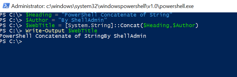 concatenate string in powershell