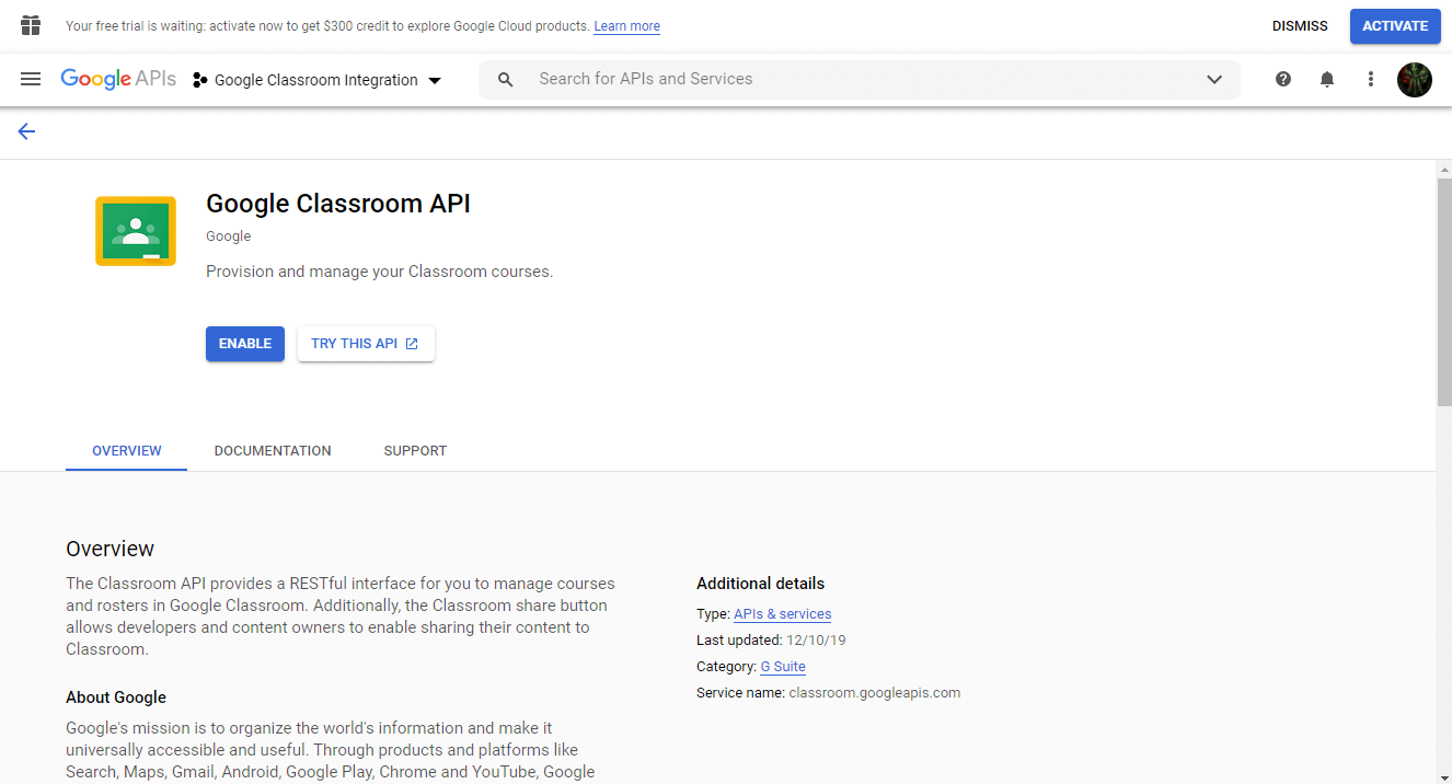 google classroom api documentation