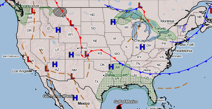 pressure system map usa