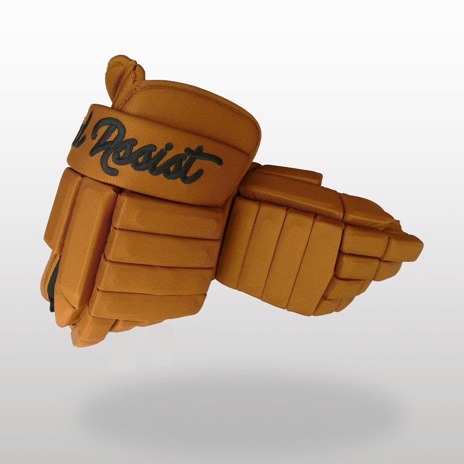 brown hockey gloves