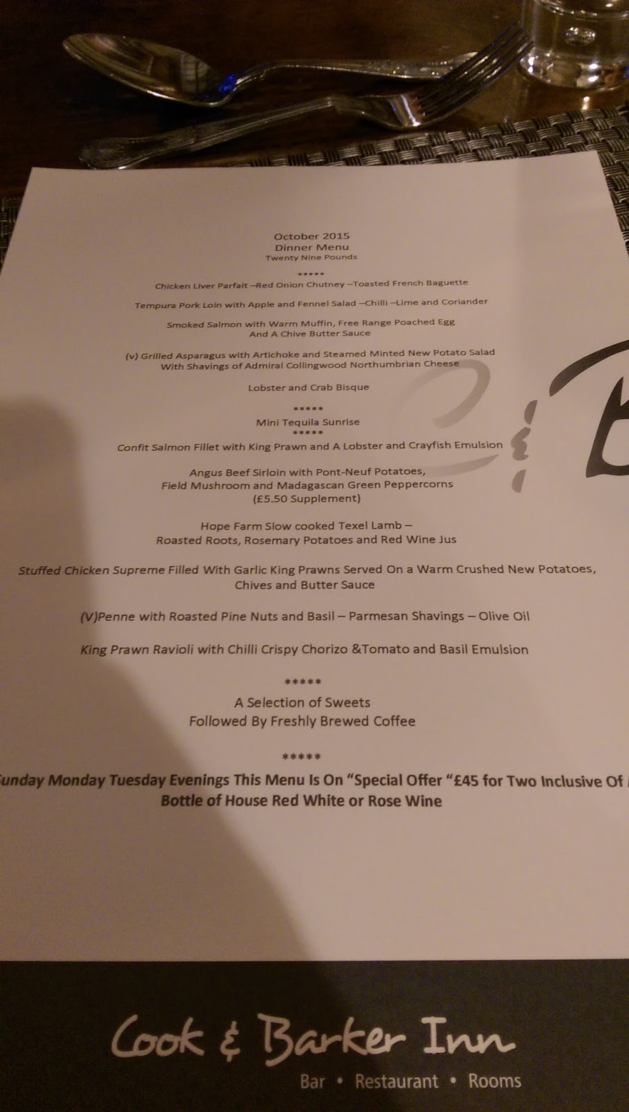 the cook and barker inn menu