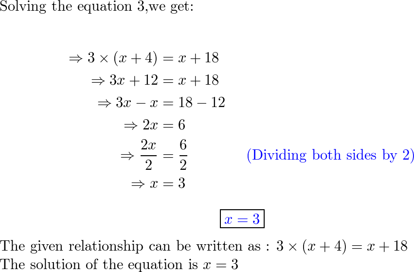 three times the sum of a number and 4