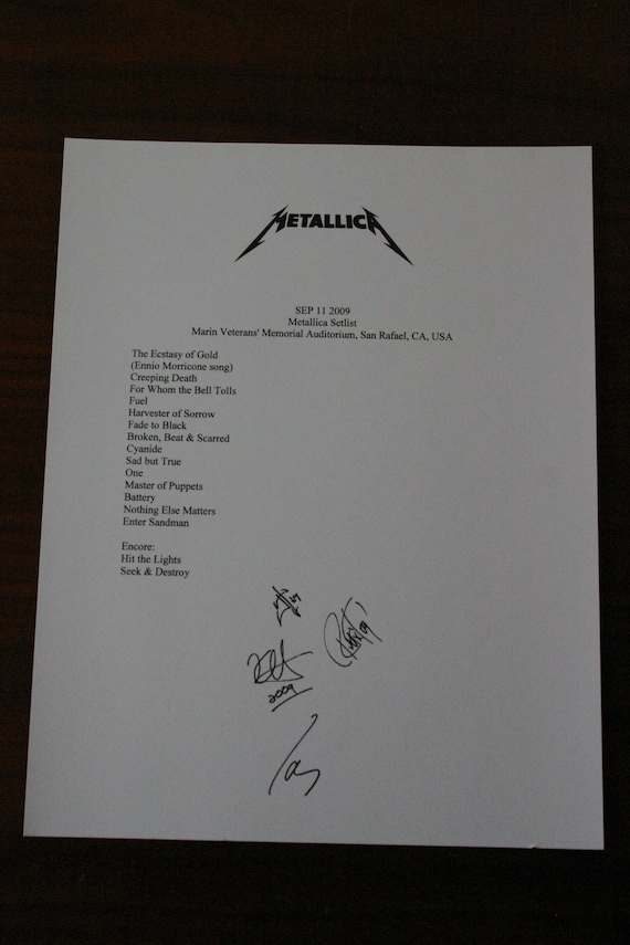 metallica setlists