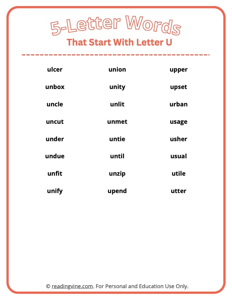 5 letter words with u and e