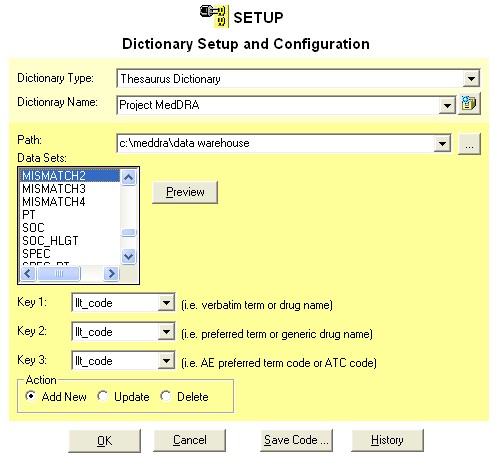 set up thesaurus