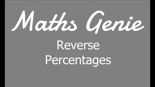 percentage increase and decrease maths genie