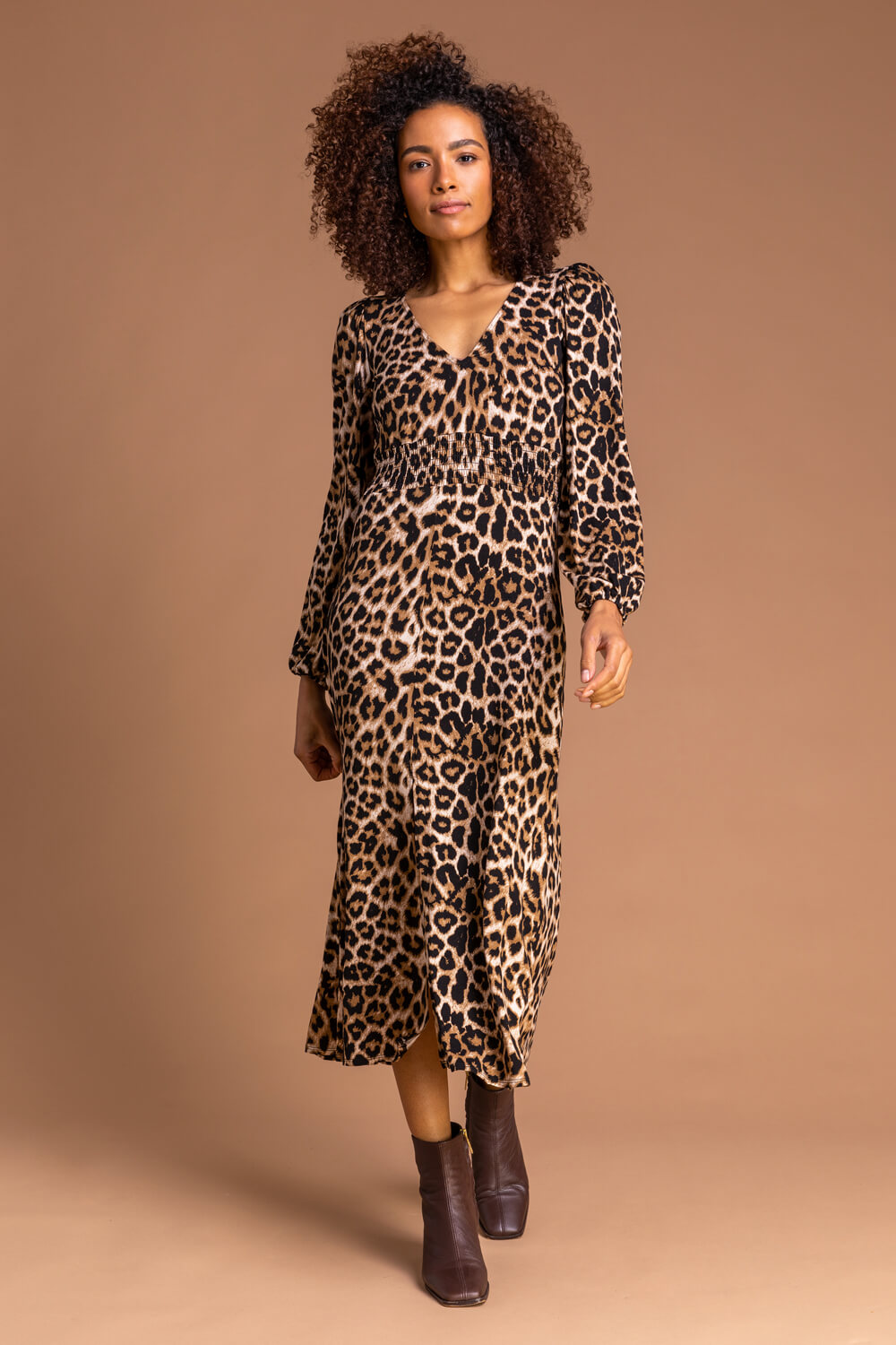 roman animal print dress