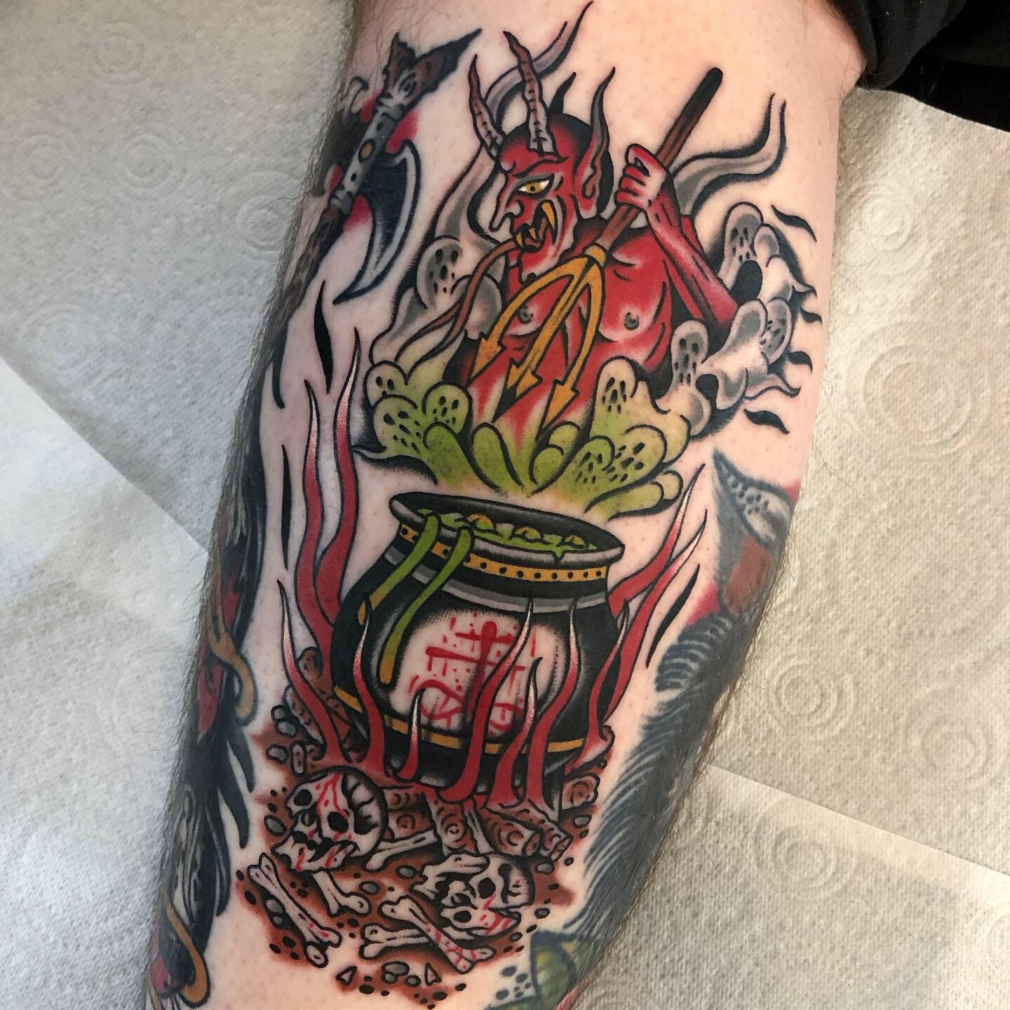 witch cauldron tattoo