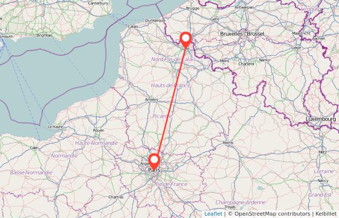 distance entre paris lille