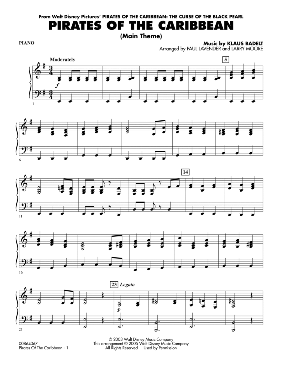 pirates of the caribbean theme song piano sheet music