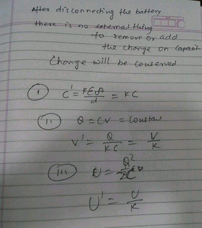 a parallel plate capacitor is charged by a battery