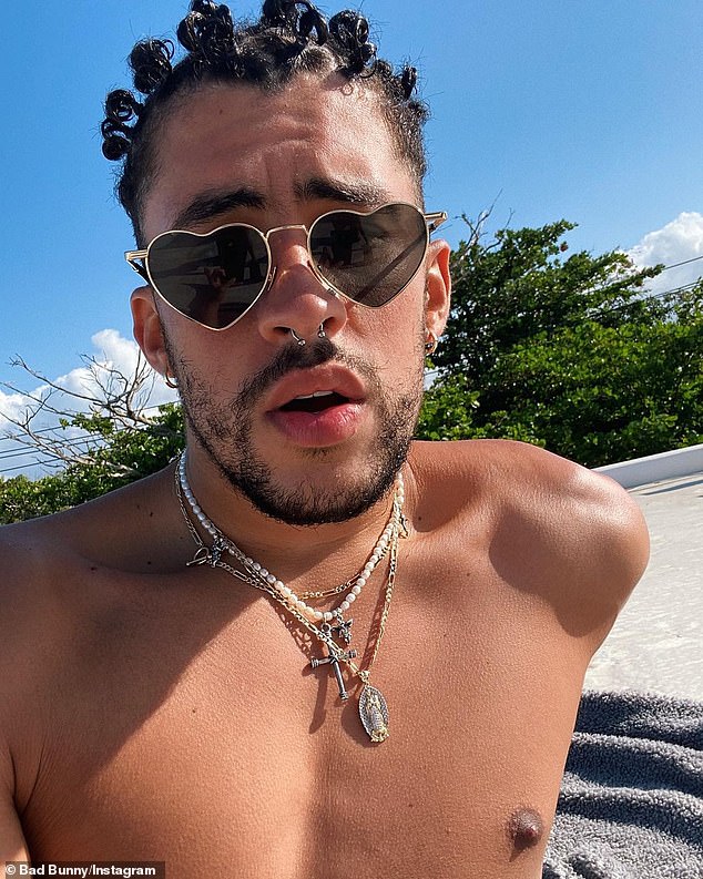 bad bunny shirtless