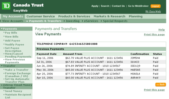 td ct easy web