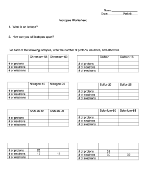 isotopes worksheet pdf