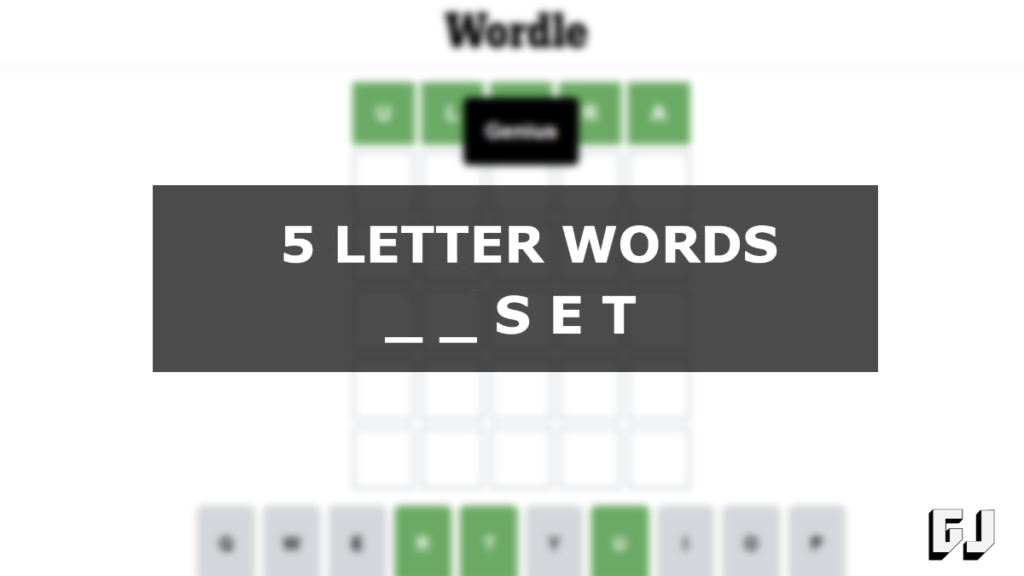 5 letter word ending with s e t