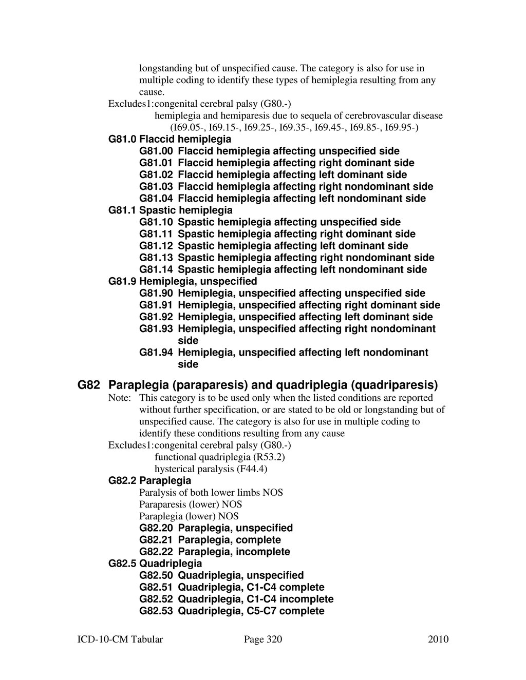 icd 10 code for left hemiparesis due to cva