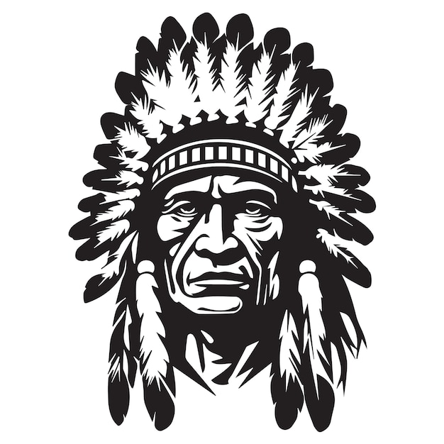 native american clip art black and white