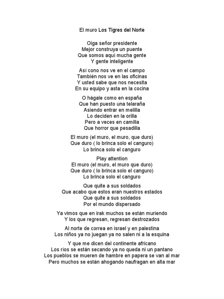 los tigres del norte letra