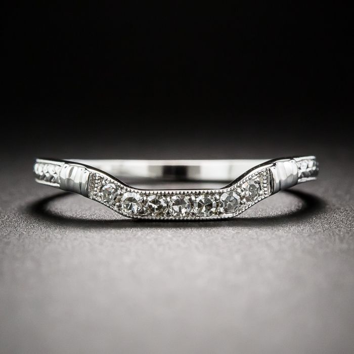 art deco curved wedding band