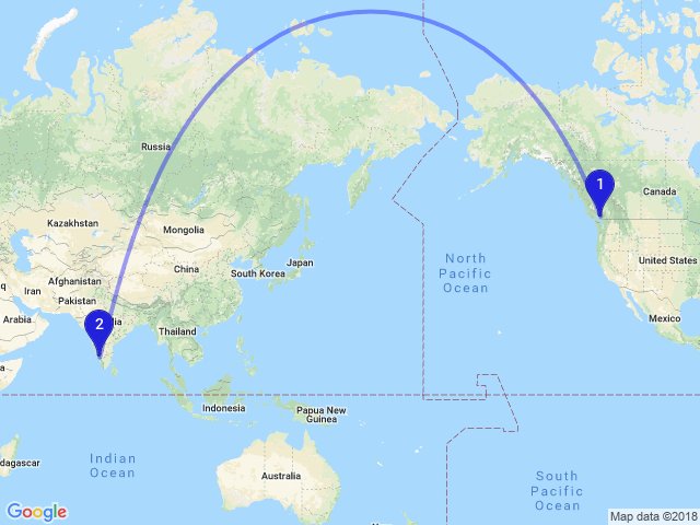 india to canada flight distance