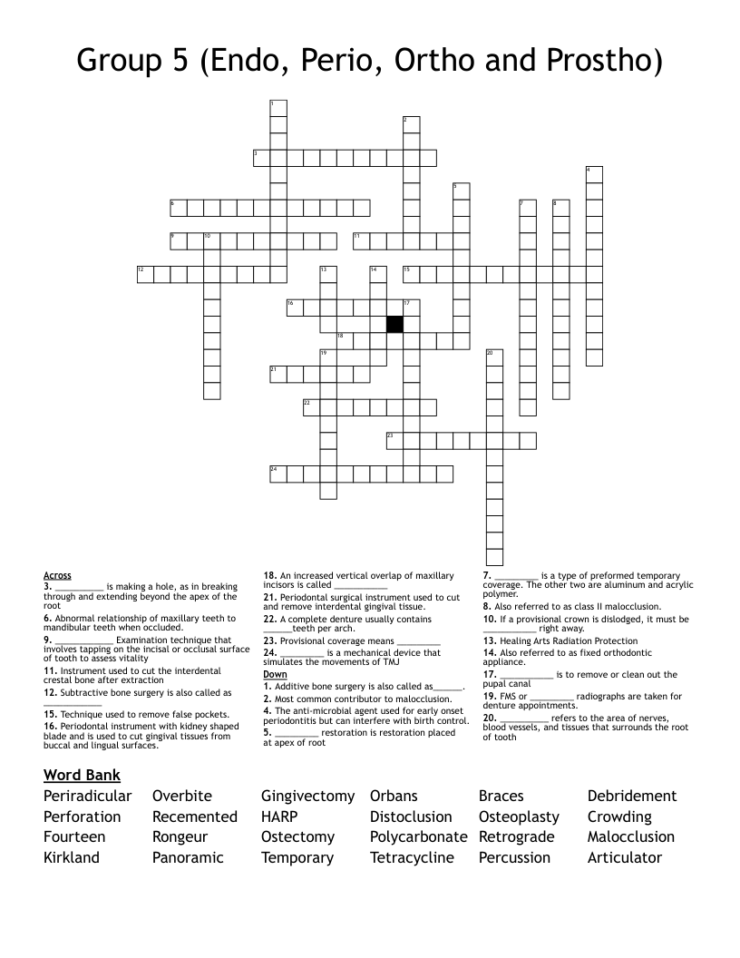 dental appliance crossword clue