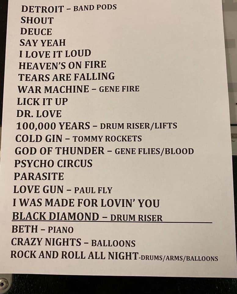 setlist kiss end of the road 2023