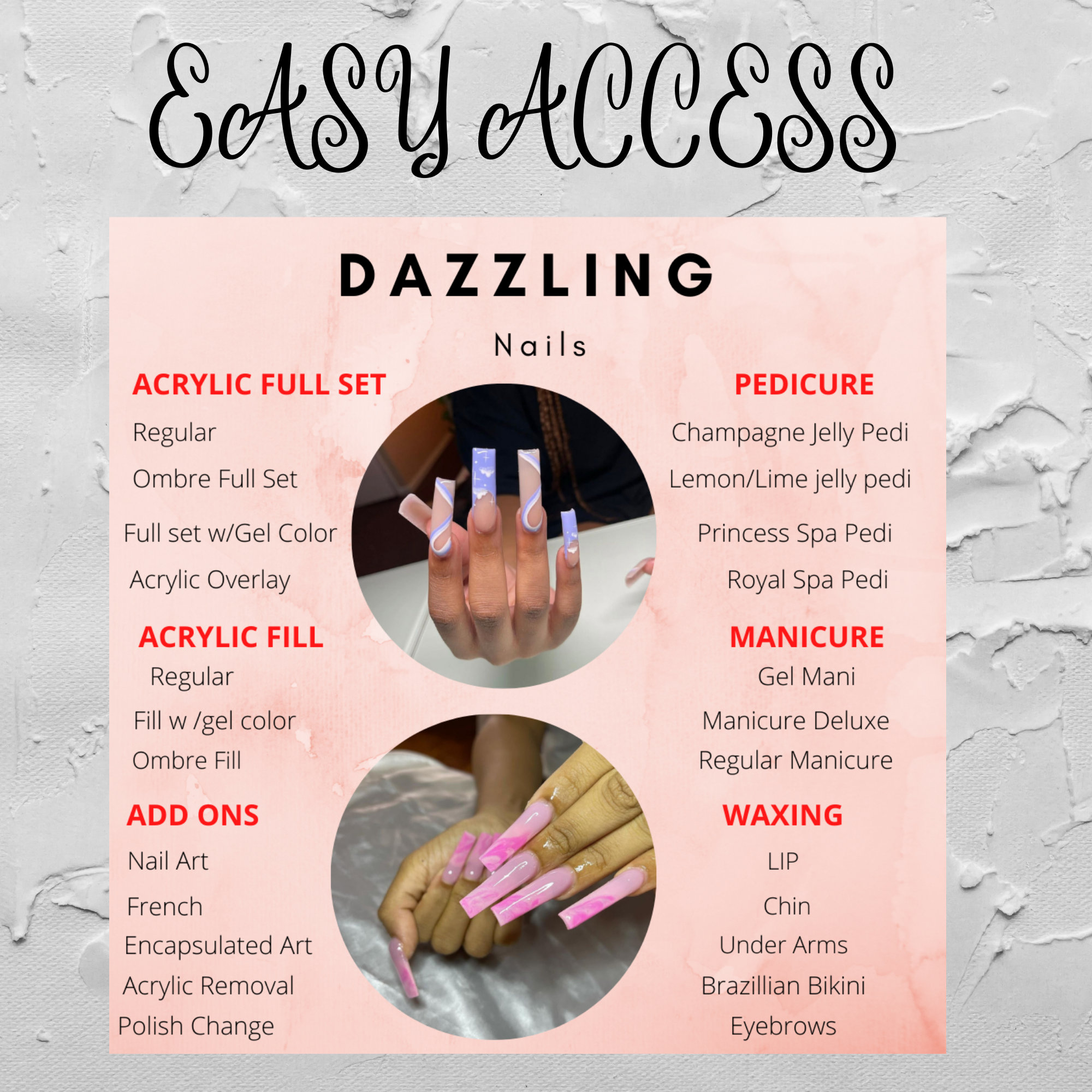 acrylic beginner nail price list