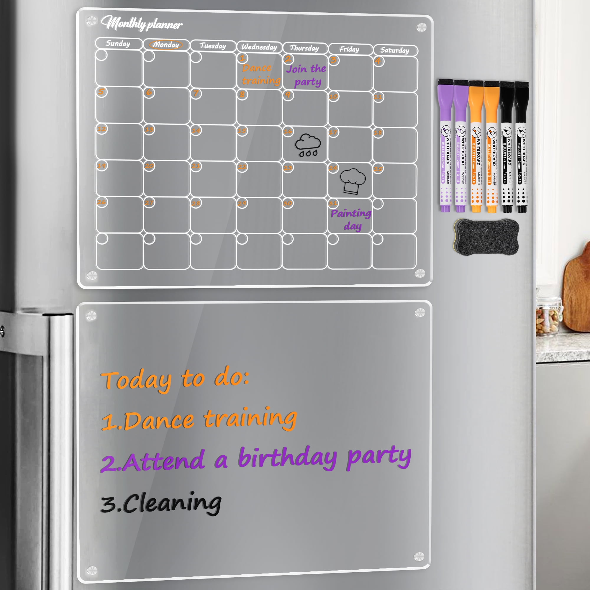 acrylic magnetic calendar for fridge