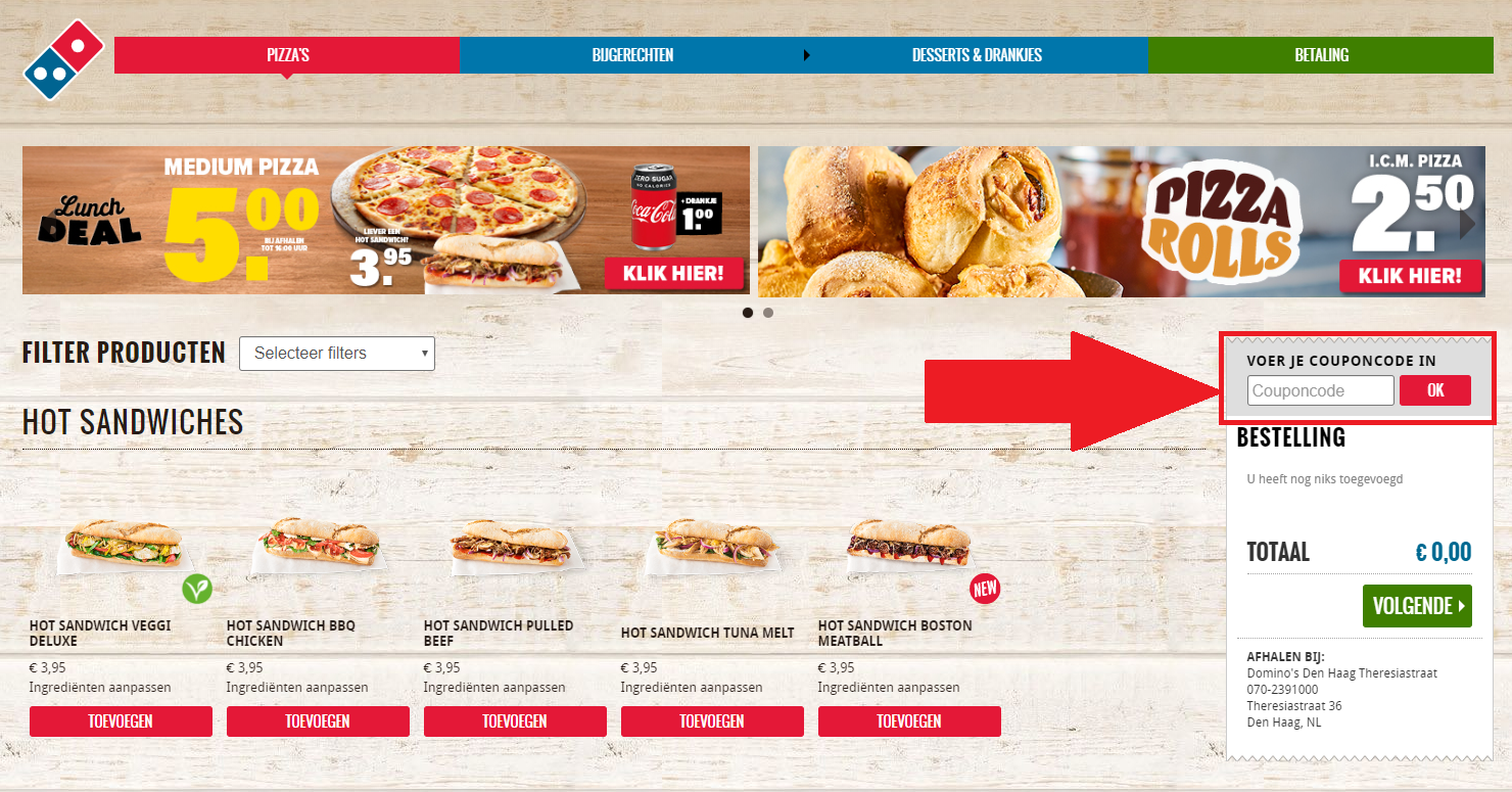 actie code dominos